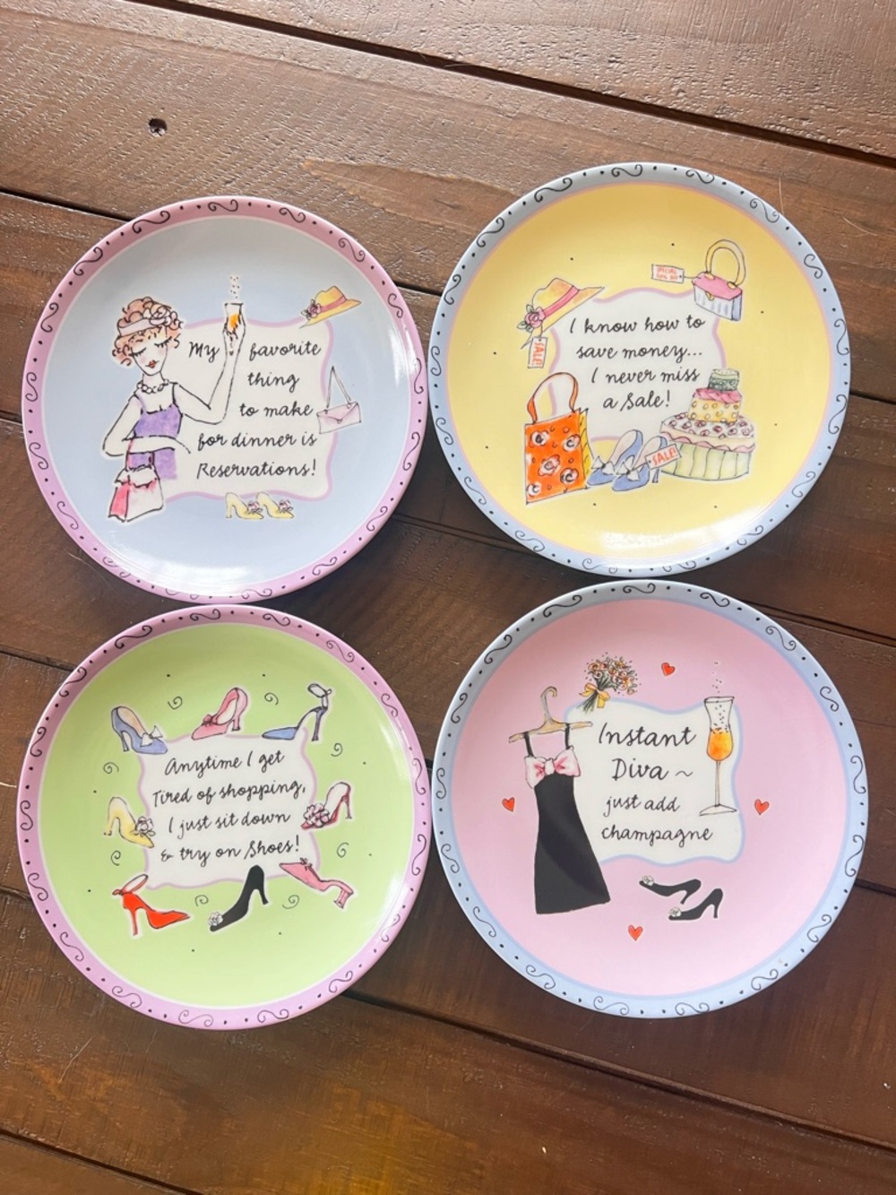Lila Grayson Santa Barbara Diva Quote Plates Set 4 Trinket Dishes